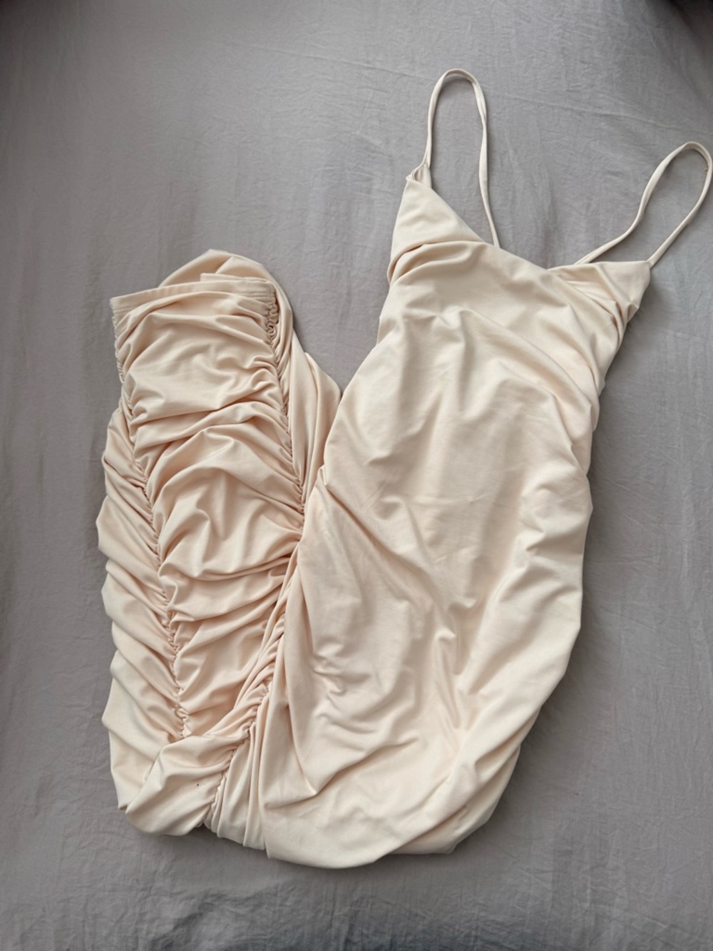 Oh Polly Cream Ruched Tie-Front Slip